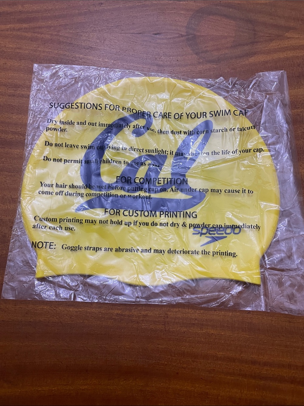 Yellow Silicone University California , Berkley Team Swim Cap Speedo Bears